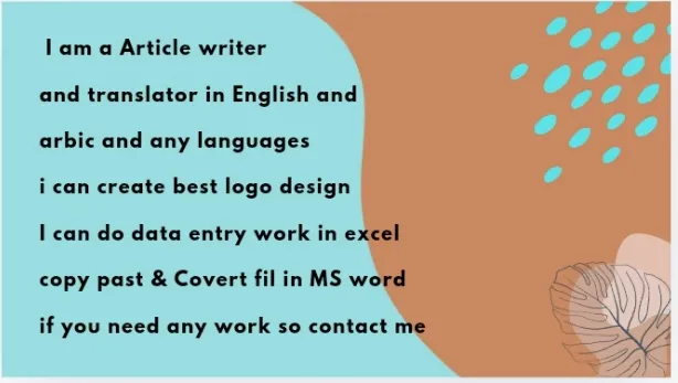 I will do translation and article writer  and logo designs data entry  data entry 